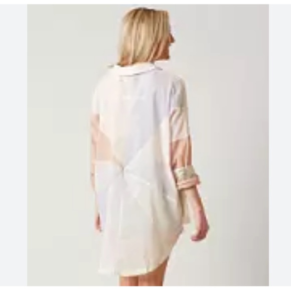 Free People Pastel lightweight cotton Patchwork Shirt Rainbow Rays shirt - Picture 1 of 6